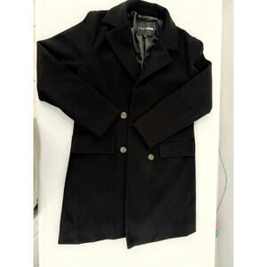 Fashion Nova Black Wool Blend Double Breasted Coat